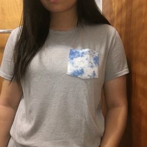 Hollister Grey Sky Blue Pocket Tee